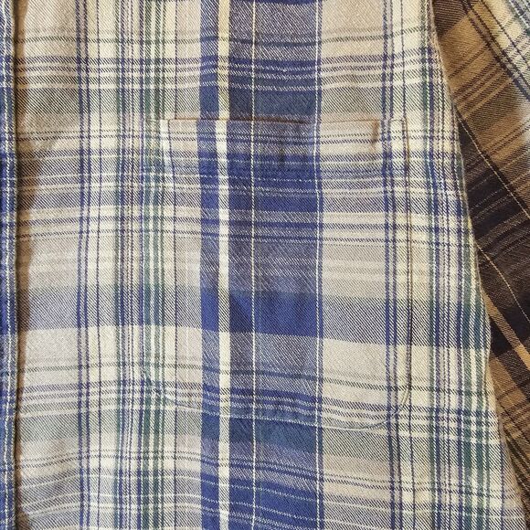 Roundtree And Yorke Casuals Flannel Outdoors Tan Blue Green Mens Big 3XB - Picture 6 of 11